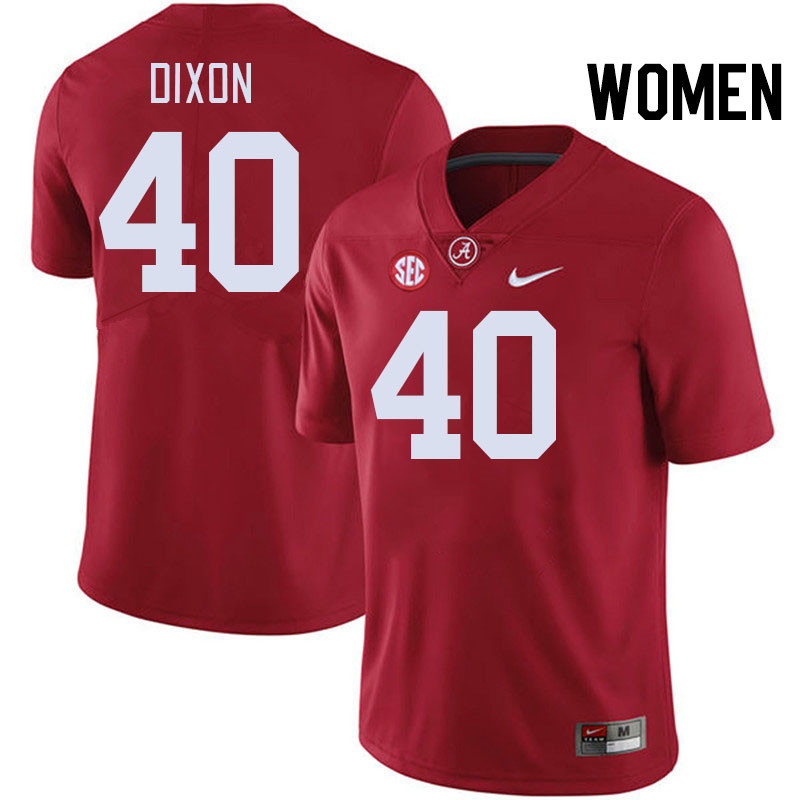 Women #40 Sterling Dixon Alabama Crimson Tide College Football Jerseys Stitched-Crimson